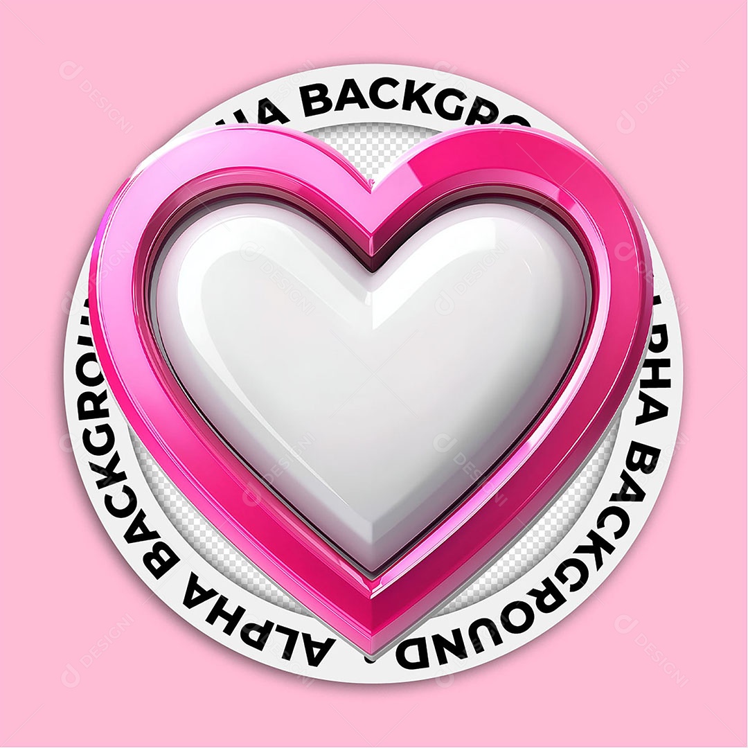 Elemento 3D Ícone de Coração Para Composição PSD