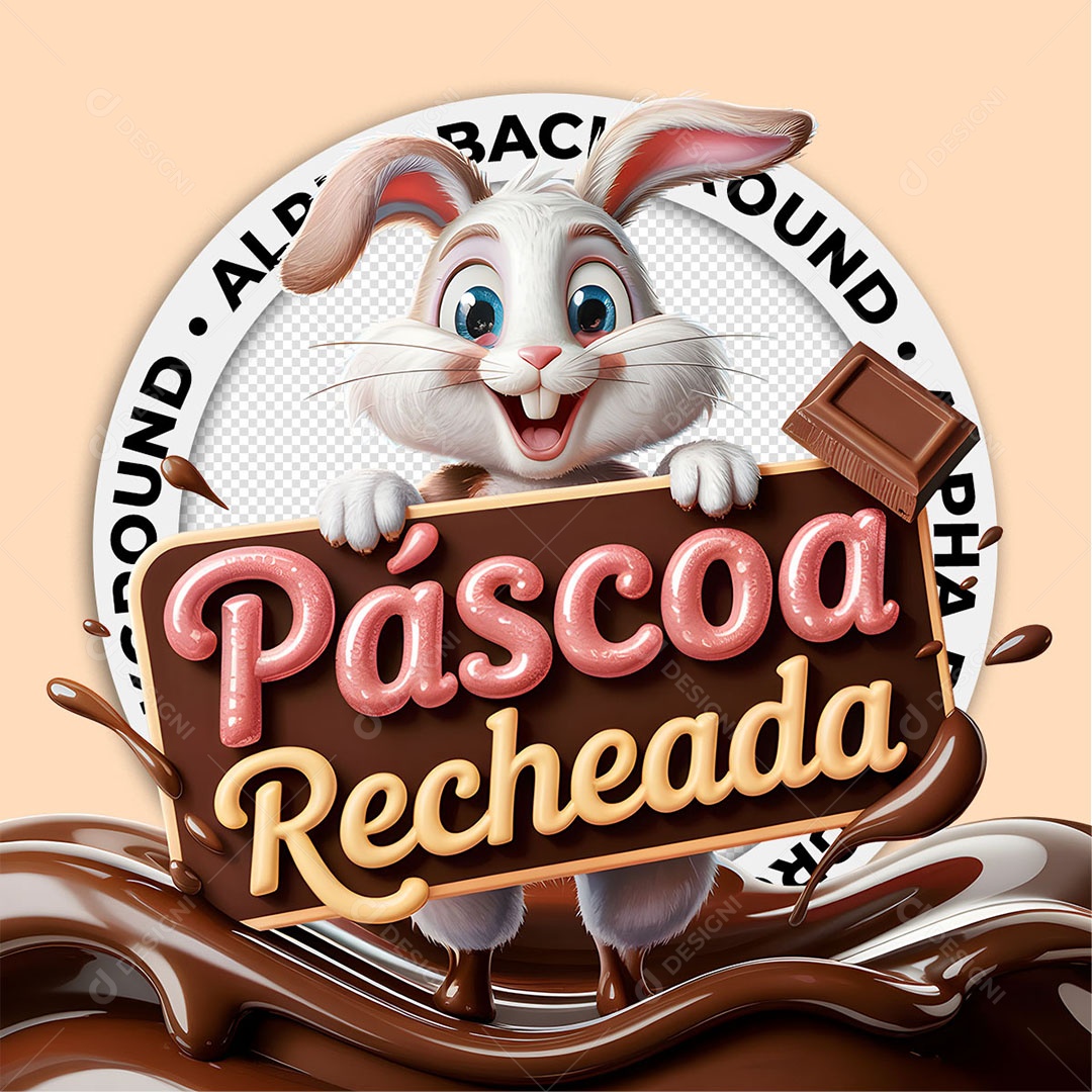 Selo 3D Páscoa Recheada Para Composição PSD