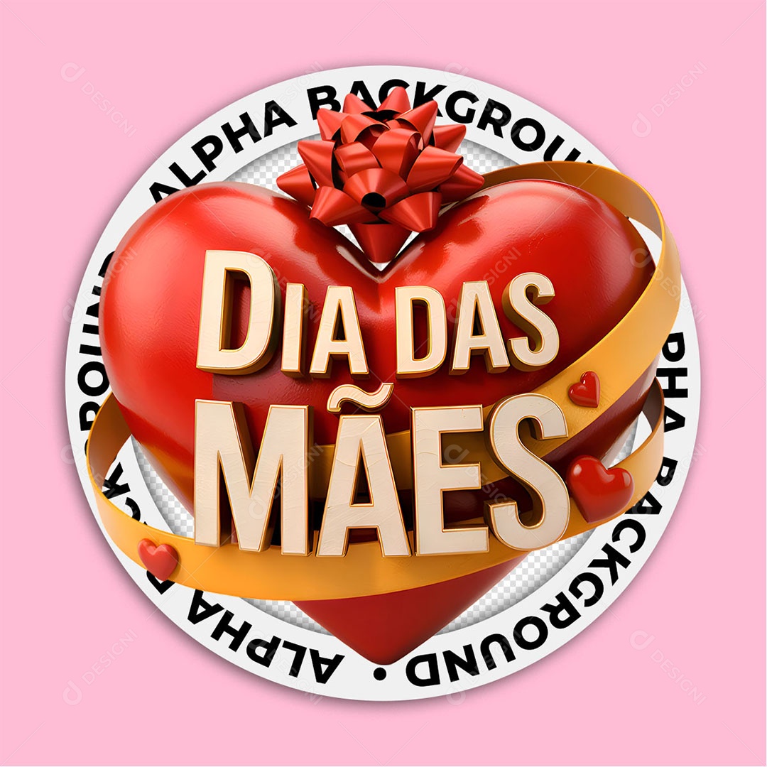 Selo 3D Dia das Mães Para Composição PSD