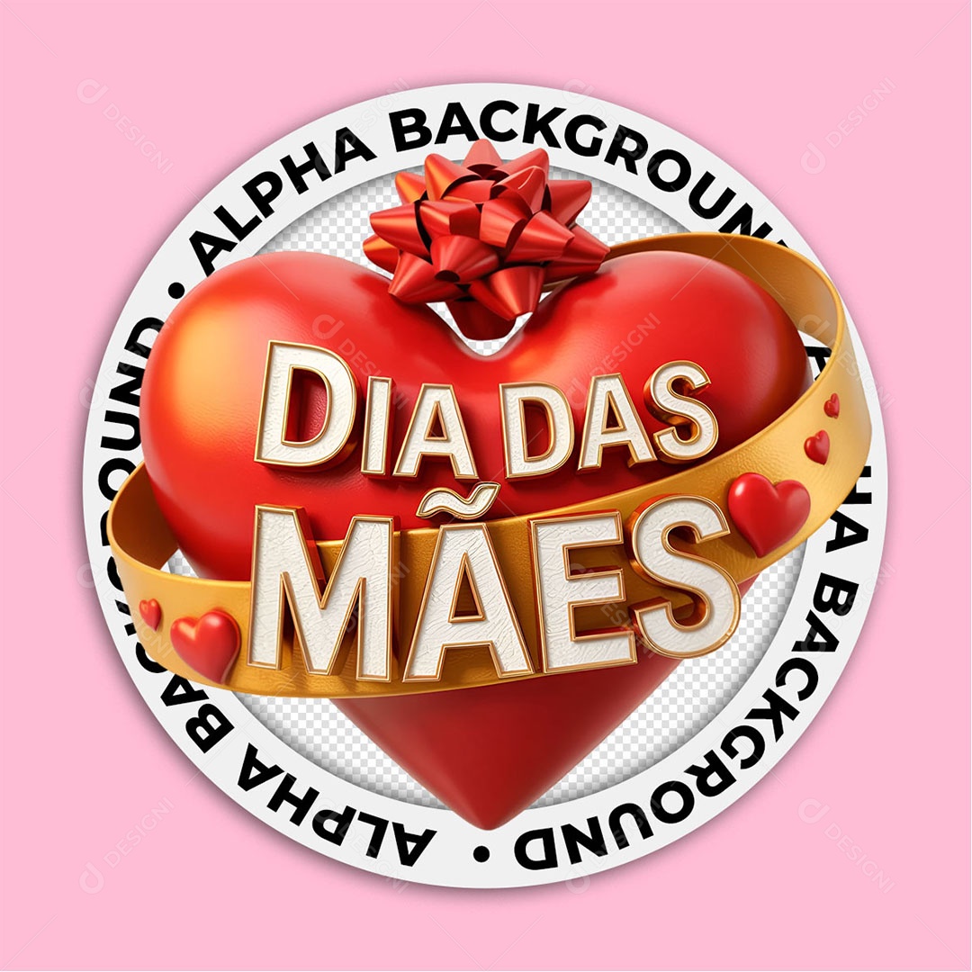 Selo 3D Dia das Mães Para Composição PSD