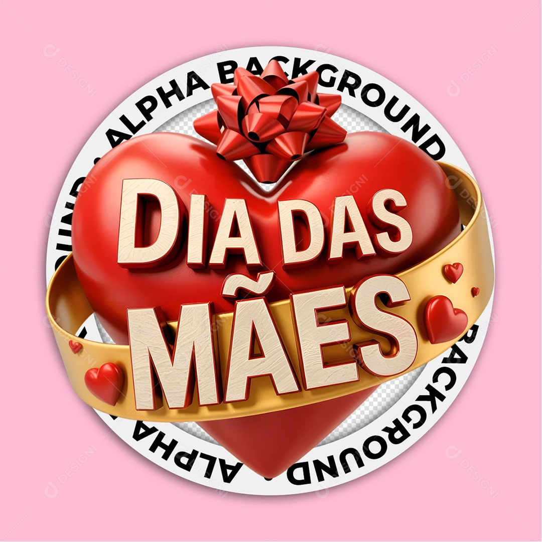 Selo 3D Dia das Mães Para Composição PSD