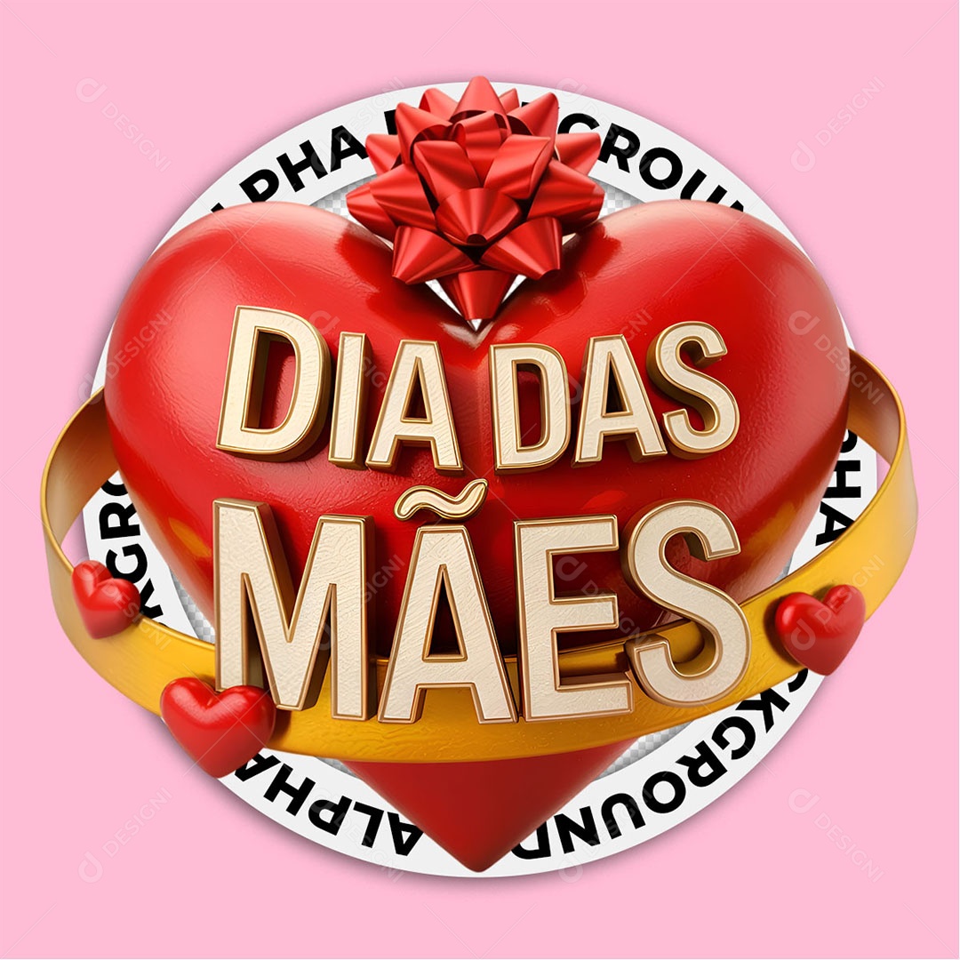 Selo 3D Dia das Mães Para Composição PSD