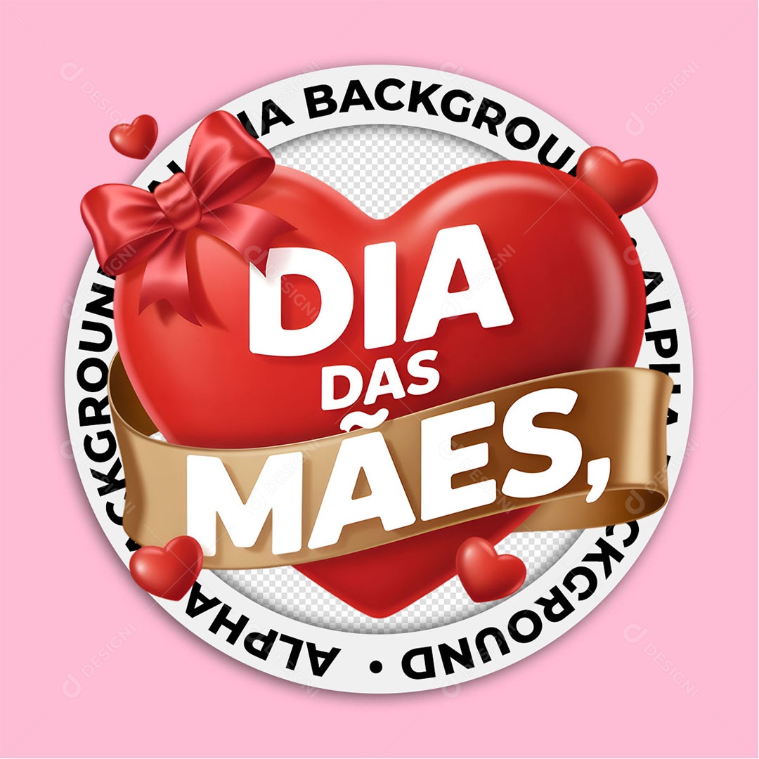 Selo 3D Dia das Mães Para Composição PSD