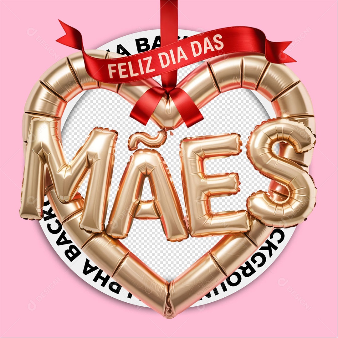 Selo 3D Coração De Mães Para Composição PSD