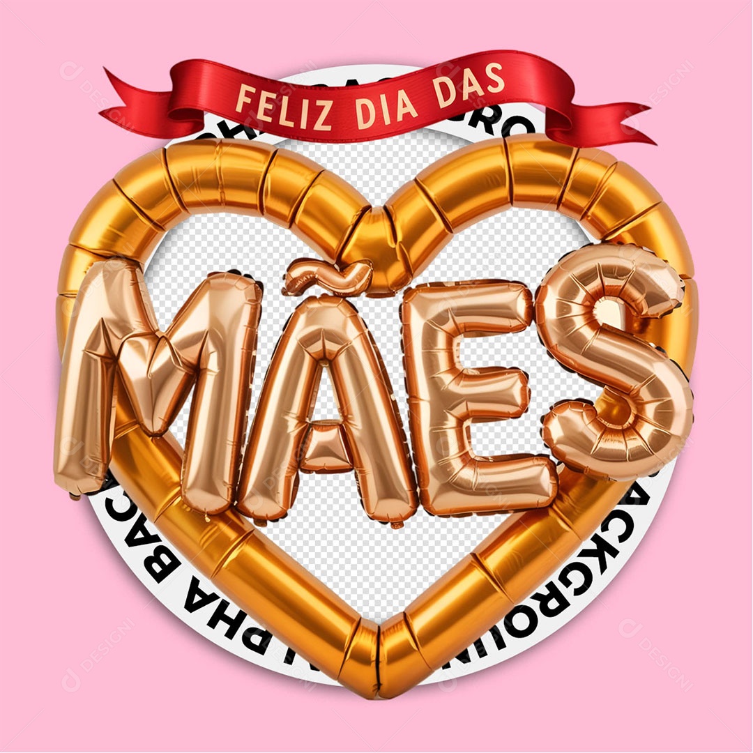 Selo 3D Coração De Mães Para Composição PSD