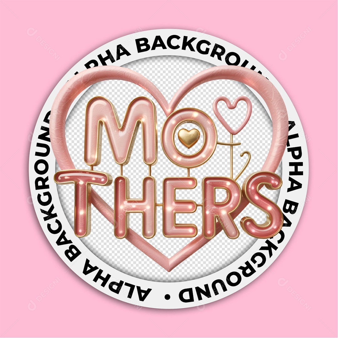 Selo 3D Coração De Mãe Para Composição PSD