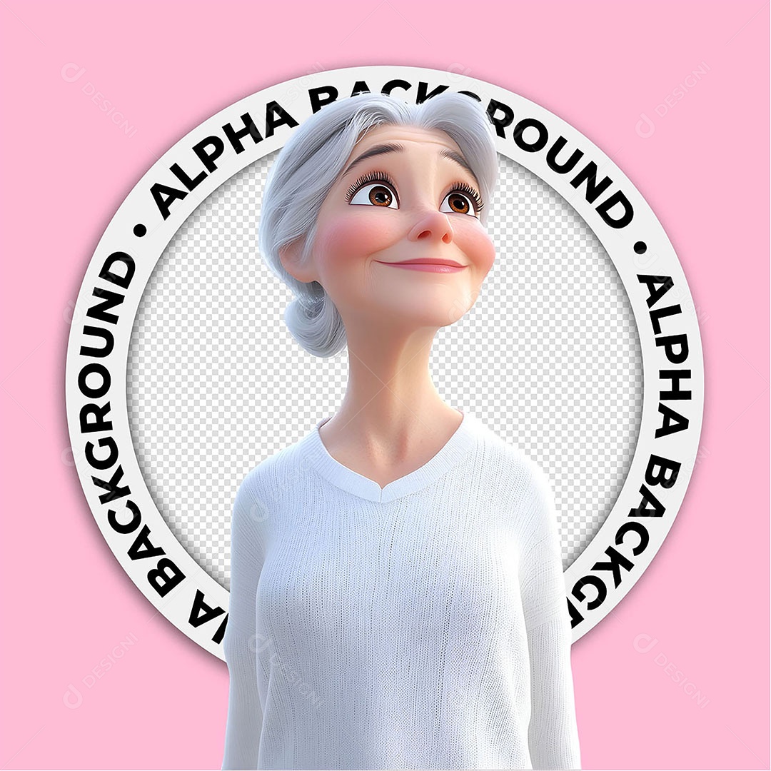 Personagem 3D Mulher Idosa Para Composição PSD