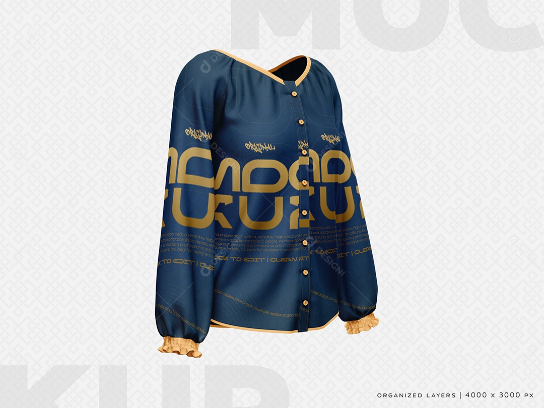 Blusa Feminina Manga Longa Mockup PSD Editável
