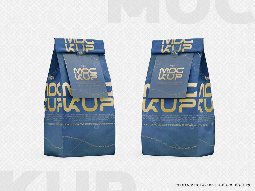 Embalagem Pacote Mockup PSD Editável