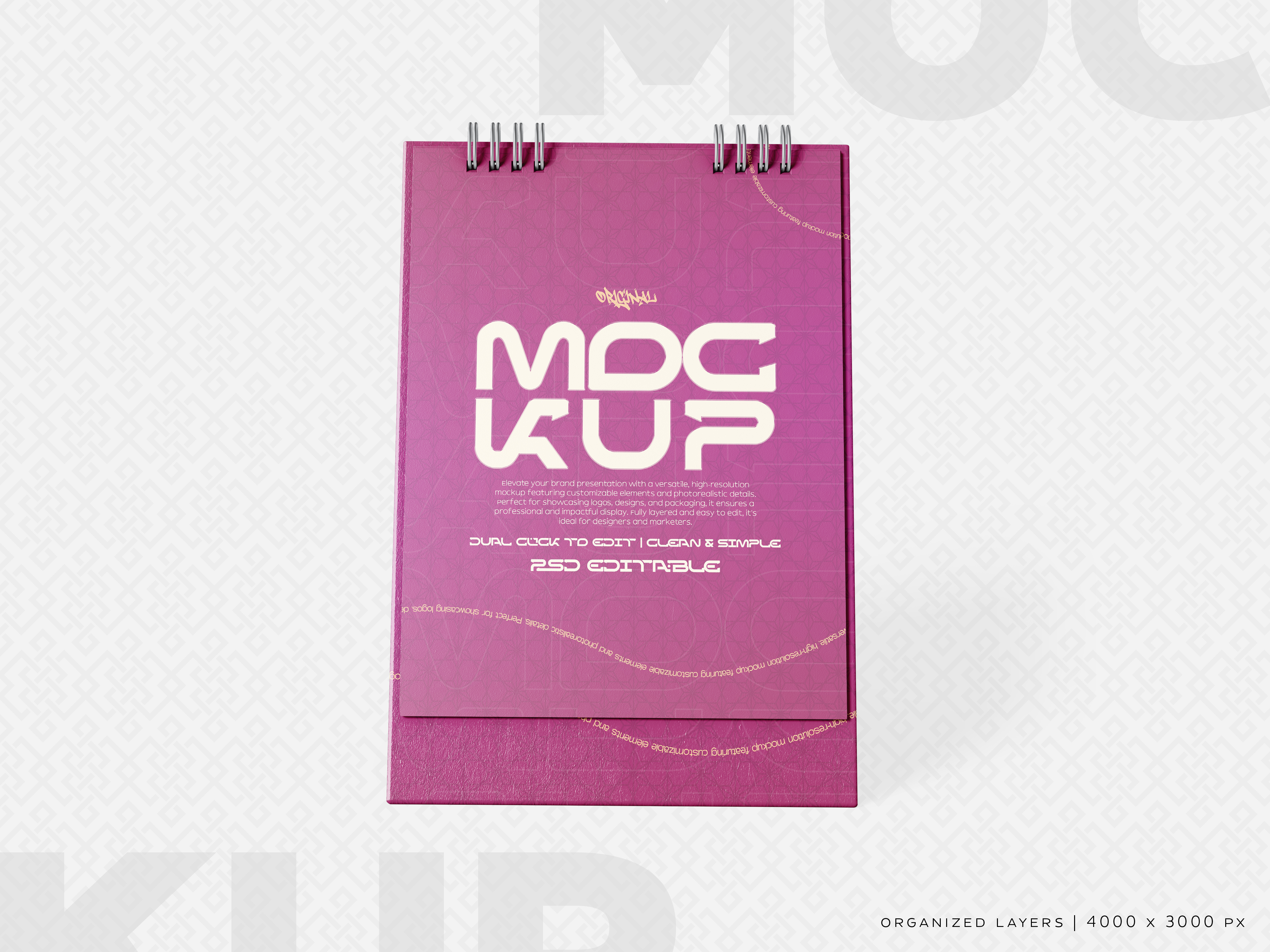 Calendário Mockup PSD Editável