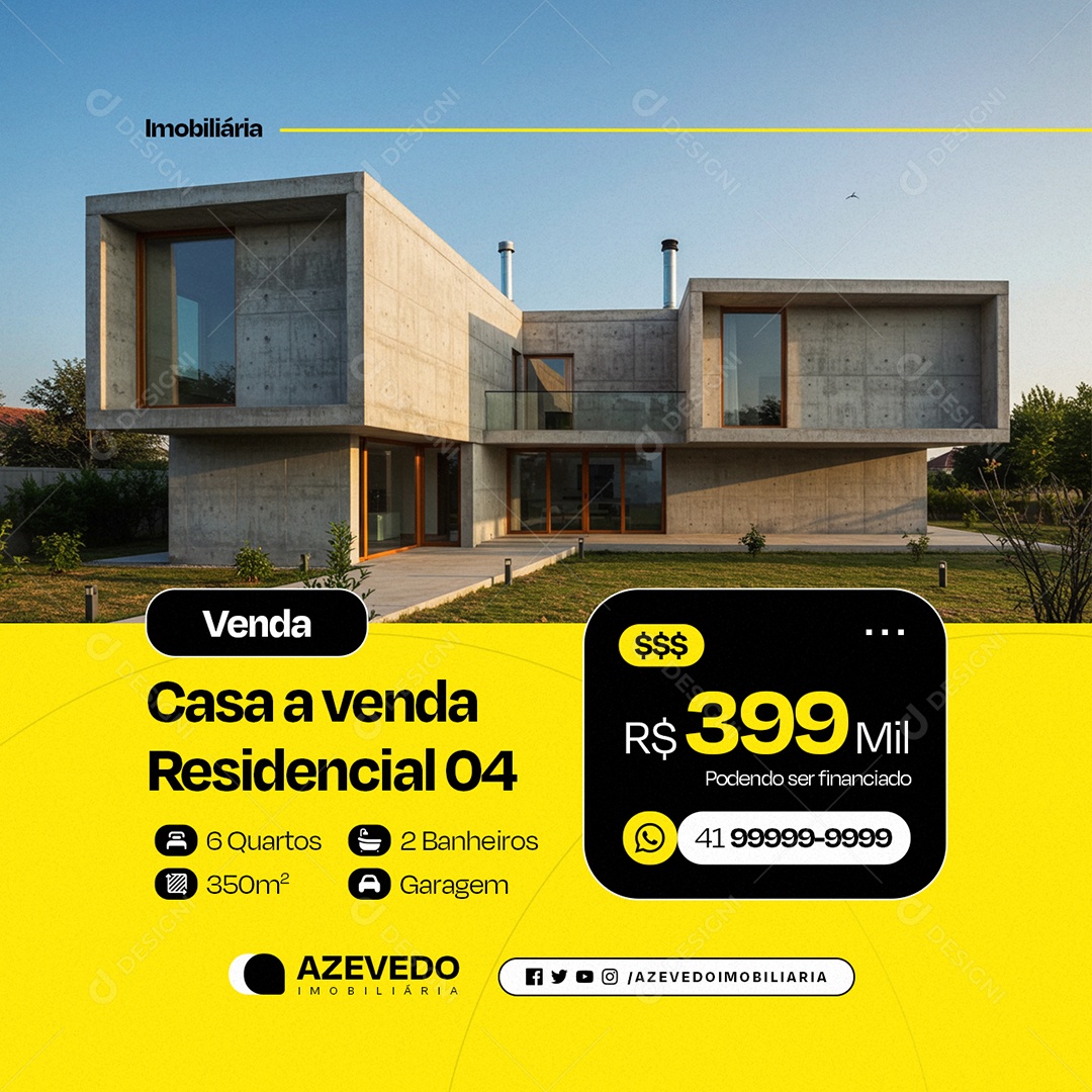 Imobiliária Casa a Venda Residencial Social Media PSD Editável