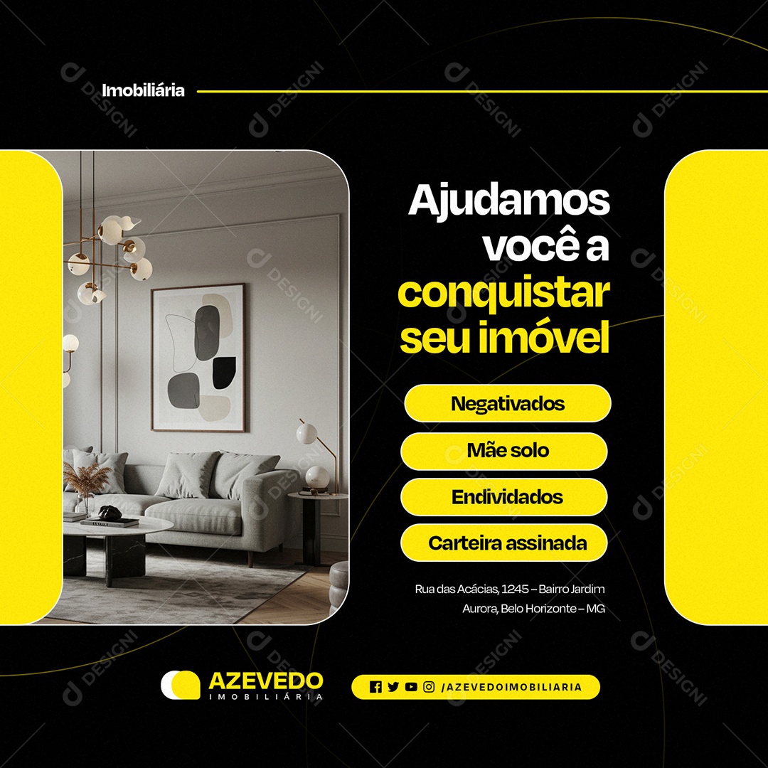 Imobiliária Ajudamos Você a Conquistar seu Imóvel Social Media PSD Editável