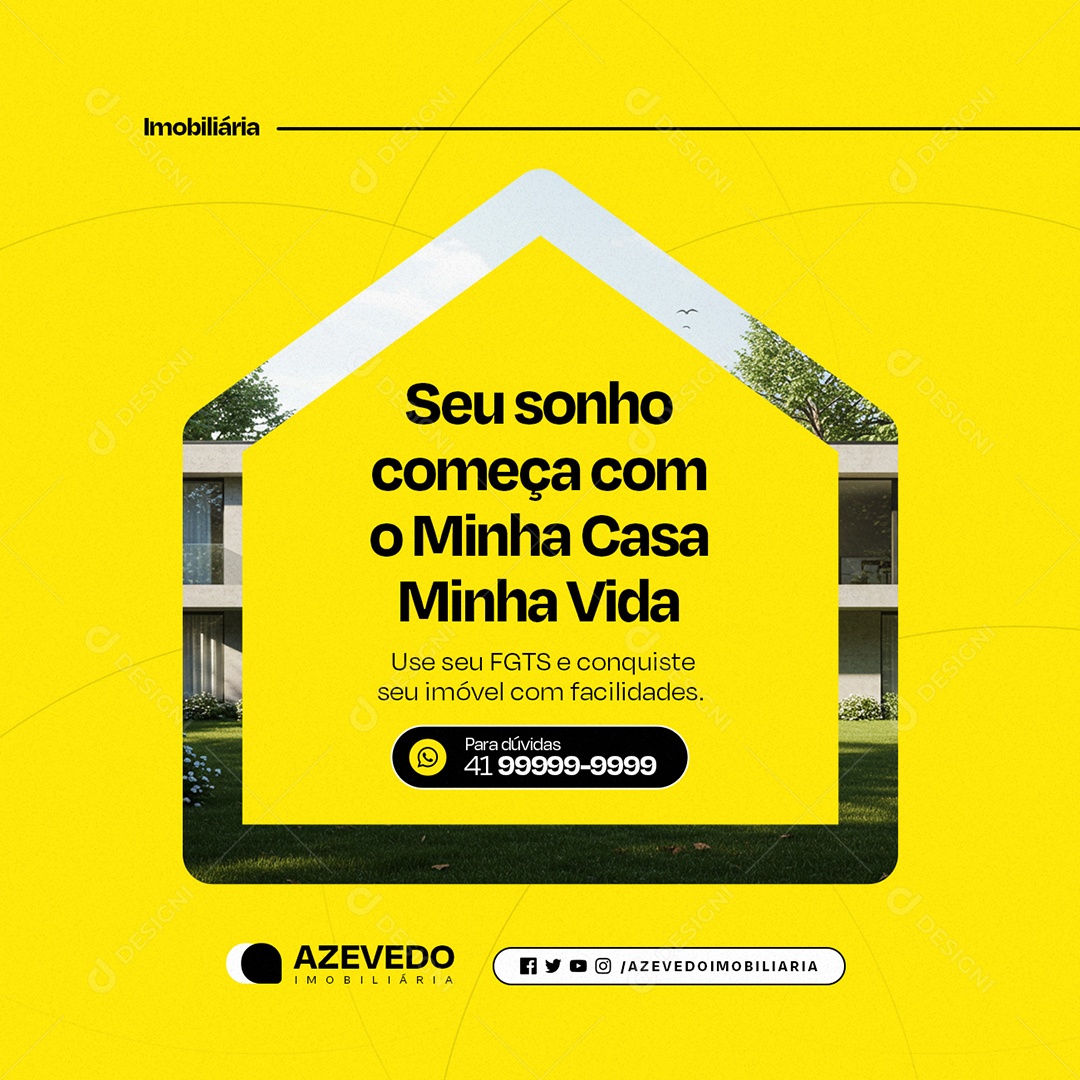 Imobiliária Seu Sonho Começa com Minha Casa Minha Vida Social Media PSD Editável