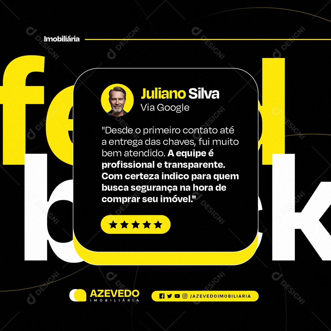 Imobiliária Feedback Depoimento Social Media PSD Editável