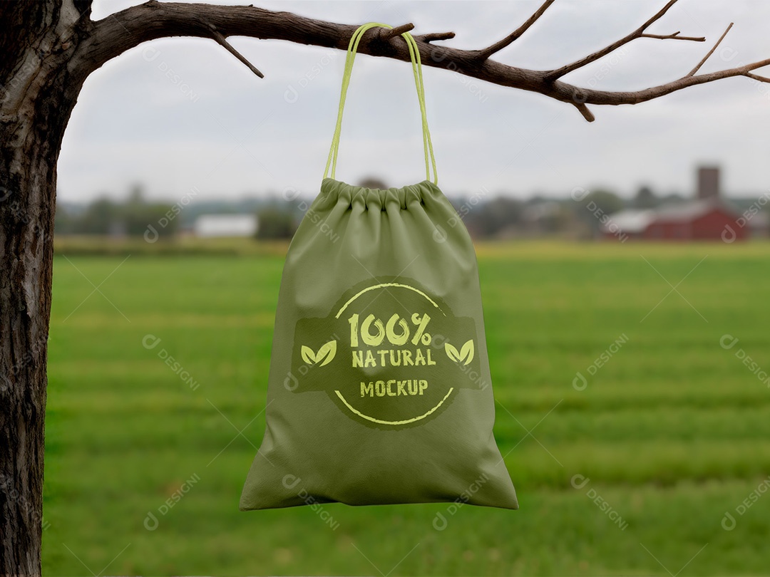 Bolsa com Cordão Mockup PSD Editável