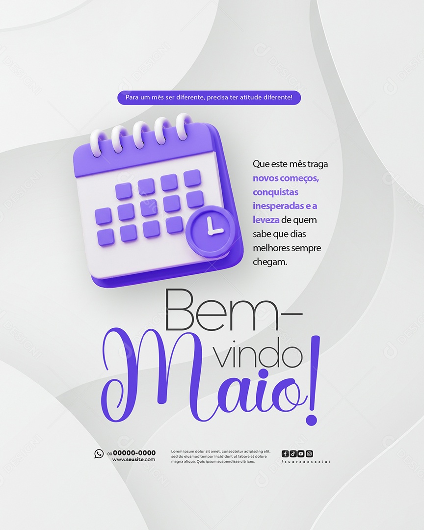 Feed Bem Vindo Maio Saudação Mês Social Media PSD Editável