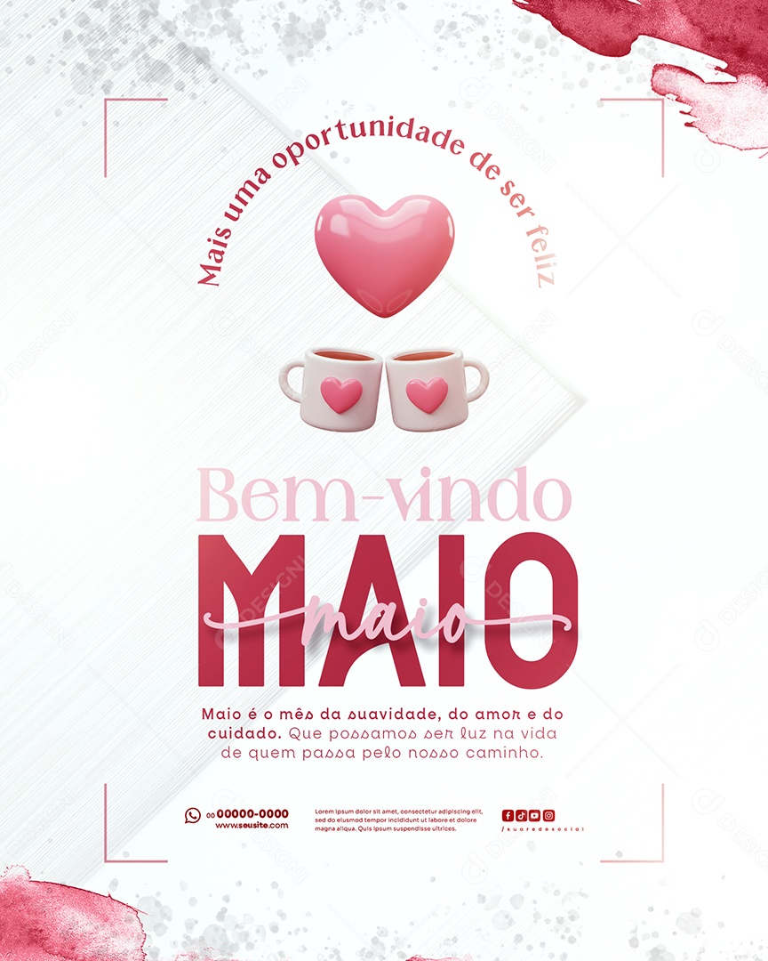 Feed Bem Vindo Maio Saudação Mês Social Media PSD Editável