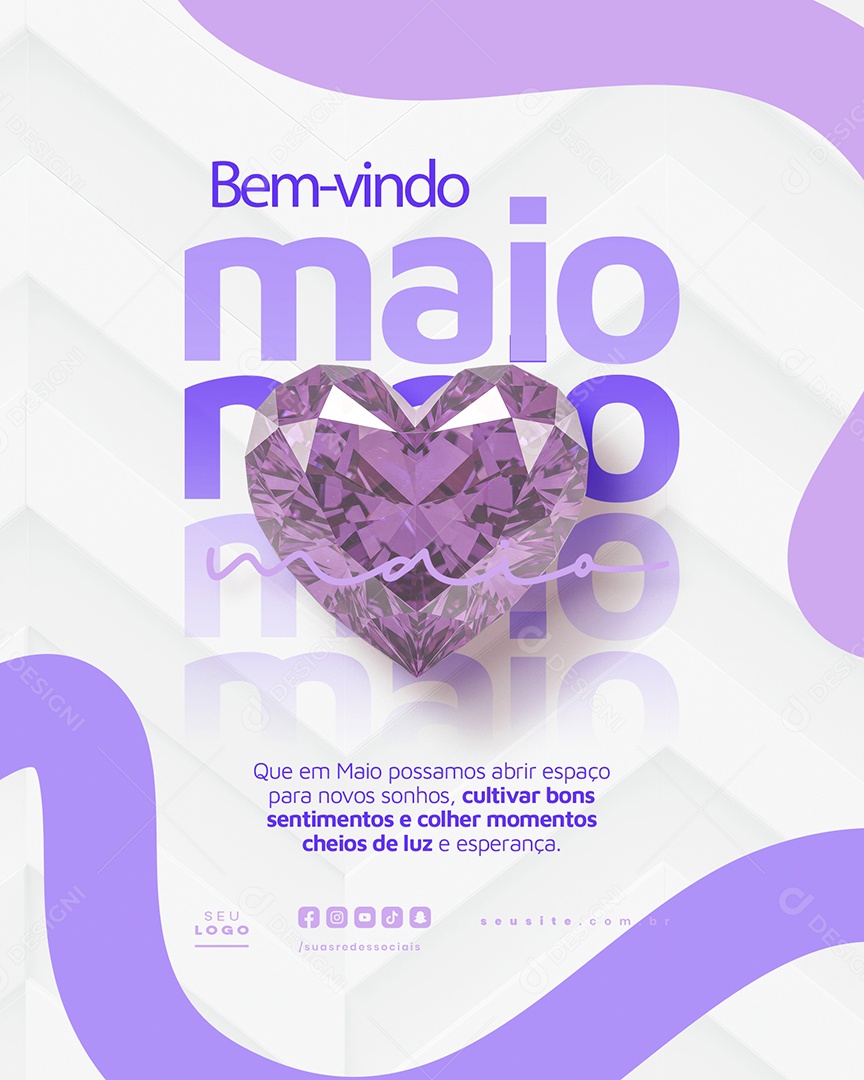 Feed Bem Vindo Maio Saudação Mês Social Media PSD Editável