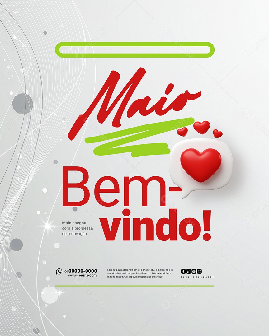 Feed Bem Vindo Maio Saudação Mês Social Media PSD Editável