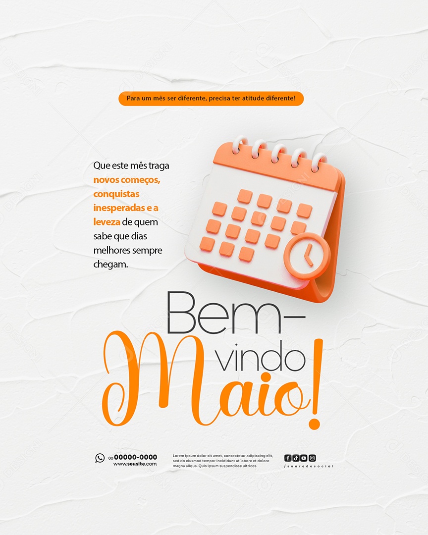 Feed Bem Vindo Maio Saudação Mês Social Media PSD Editável