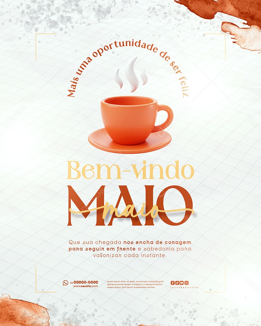 Feed Bem Vindo Maio Saudação Mês Social Media PSD Editável