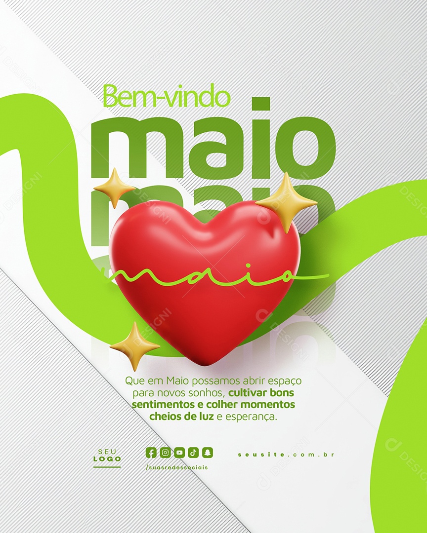 Feed Bem Vindo Maio Saudação Mês Social Media PSD Editável