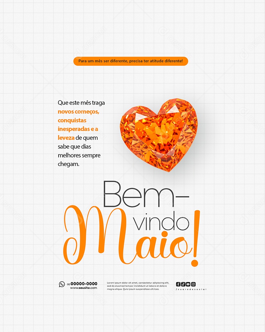Feed Bem Vindo Maio Saudação Mês Social Media PSD Editável