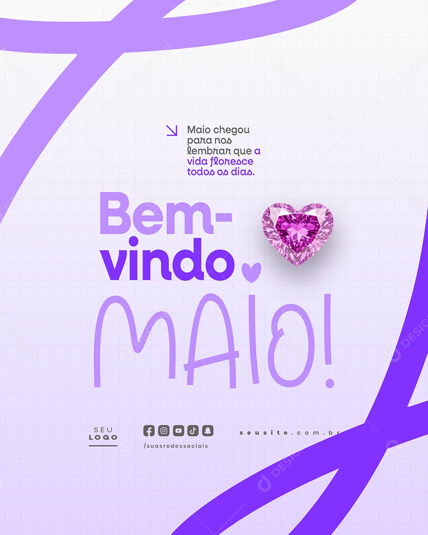 Feed Bem Vindo Maio Saudação Mês Social Media PSD Editável