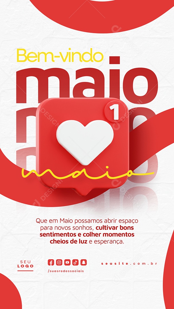 Story Bem Vindo Maio Saudação Mês Social Media PSD Editável