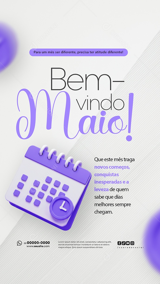 Story Bem Vindo Maio Saudação Mês Social Media PSD Editável