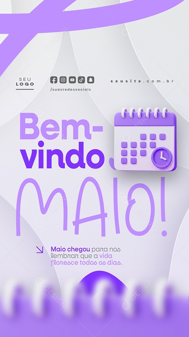 Story Bem Vindo Maio Saudação Mês Social Media PSD Editável