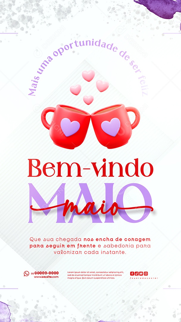 Story Bem Vindo Maio Saudação Mês Social Media PSD Editável
