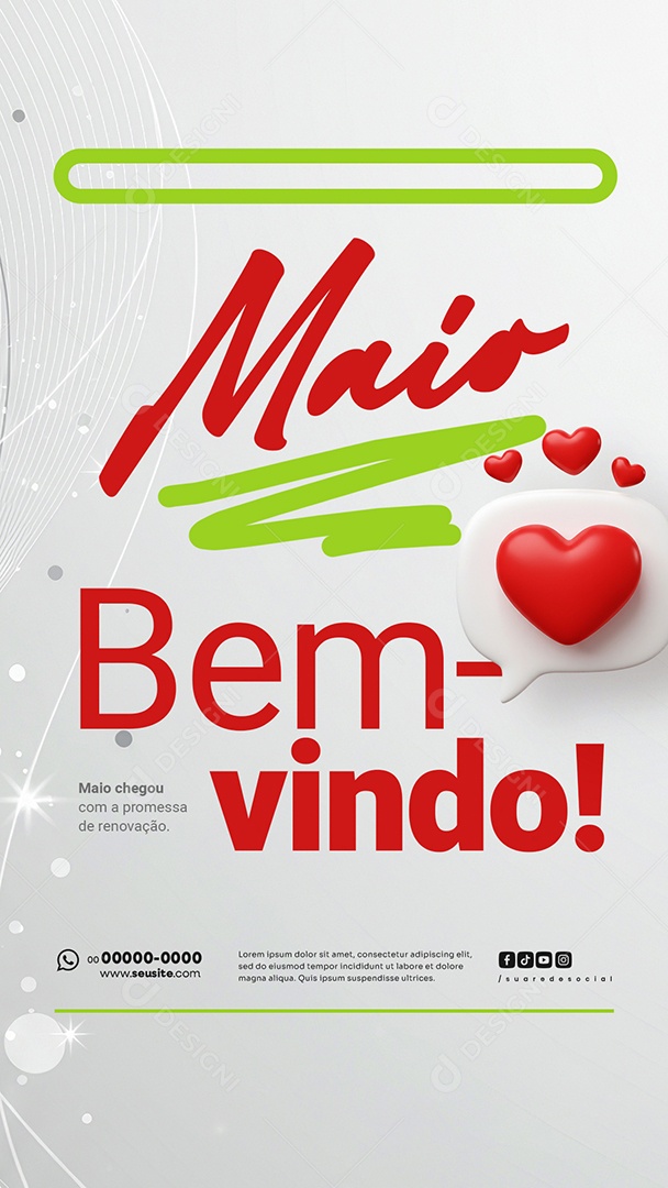 Story Bem Vindo Maio Saudação Mês Social Media PSD Editável