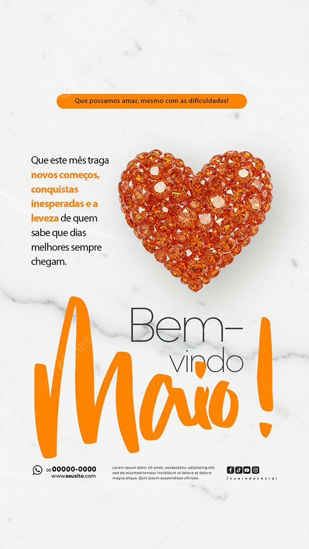 Story Bem Vindo Maio Saudação Mês Social Media PSD Editável