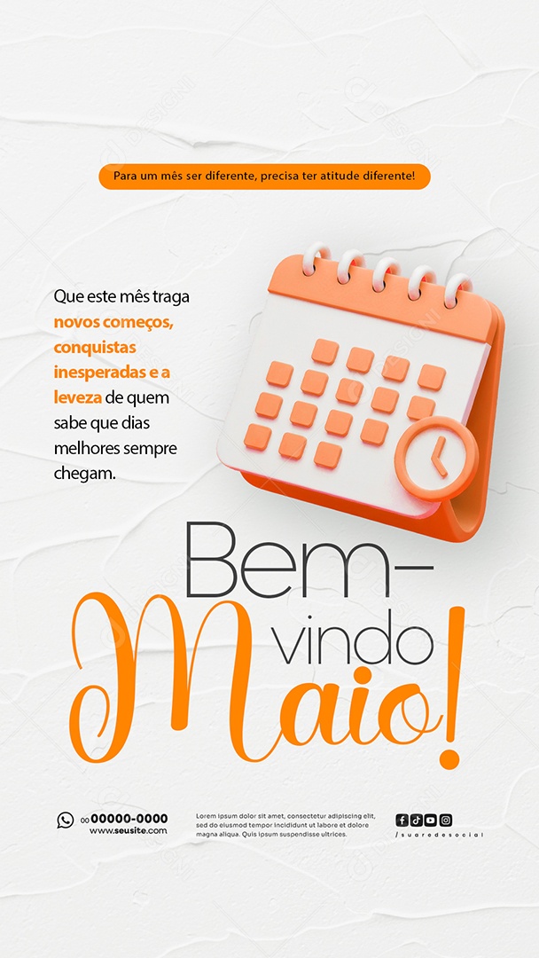 Story Bem Vindo Maio Saudação Mês Social Media PSD Editável