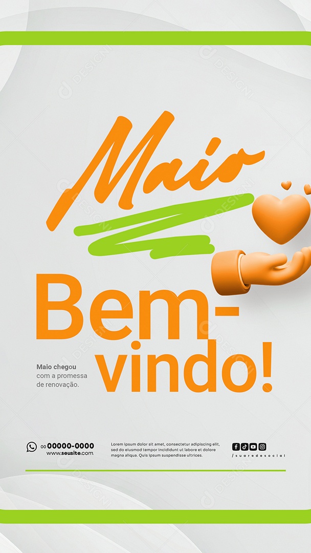 Story Bem Vindo Maio Saudação Mês Social Media PSD Editável