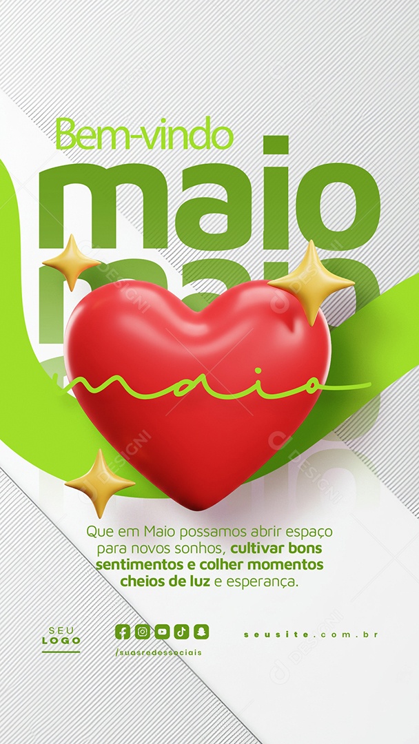 Story Bem Vindo Maio Saudação Mês Social Media PSD Editável