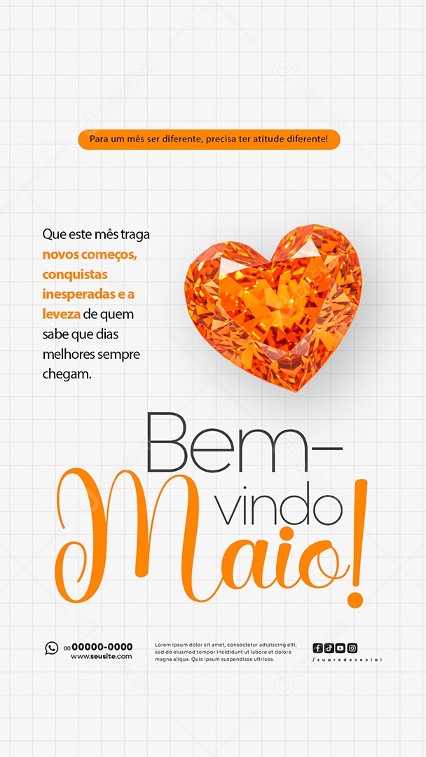 Story Bem Vindo Maio Saudação Mês Social Media PSD Editável