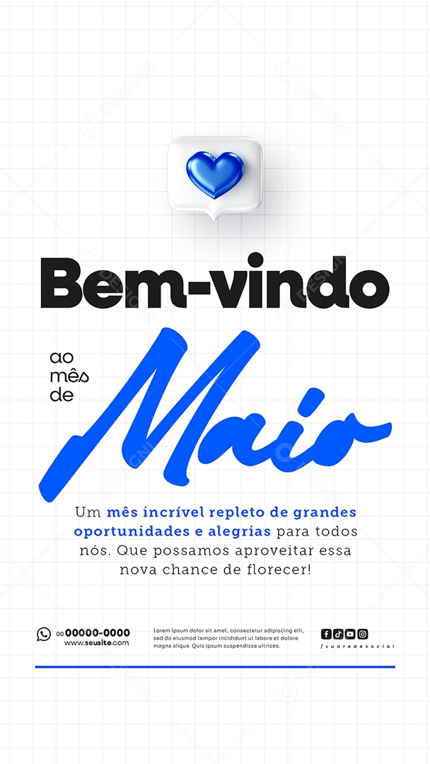 Story Bem Vindo Maio Saudação Mês Social Media PSD Editável