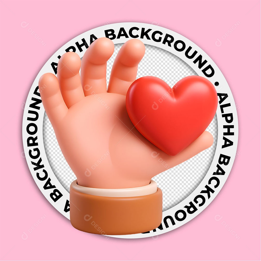 Elemento 3D Mão Com um Coração Para Composição PSD