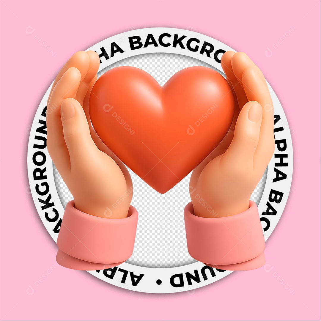 Elemento 3D Mãos Com um Coração Para Composição PSD