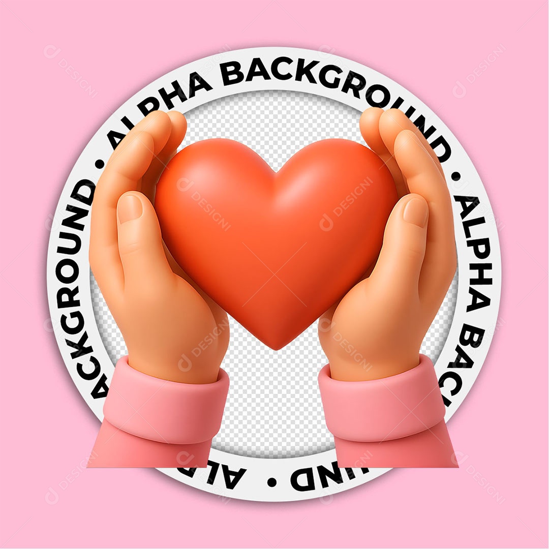 Elemento 3D Mãos Com um Coração Para Composição PSD