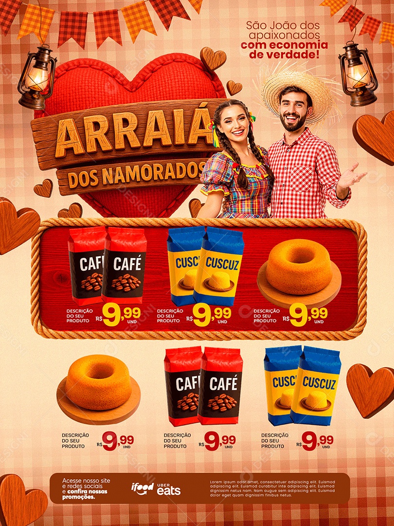 Encarte Especial São João dos Namorados Social Media PSD Editável
