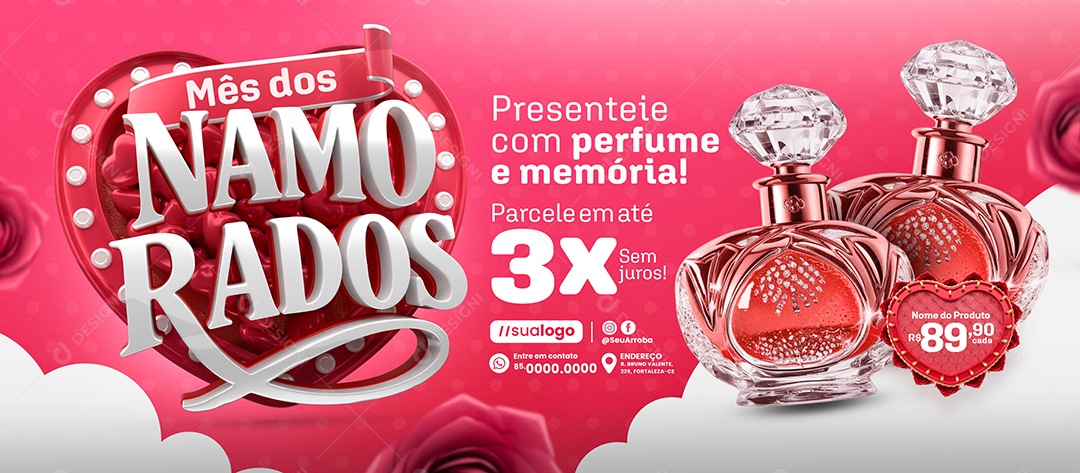 Banner Mês dos Namorados Perfumaria Perfume e Memória Social Media PSD Editável