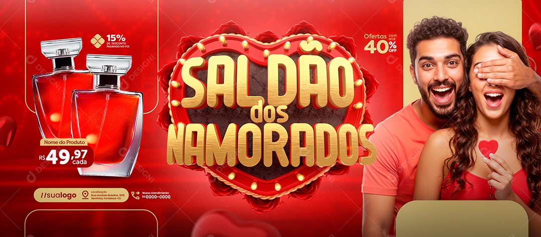 Banner Saldão dos Namorados Perfumaria Perfumes Social Media PSD Editável