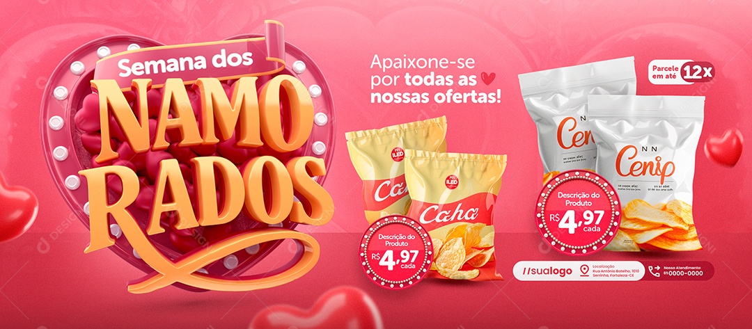 Banner Semana dos Namorados Supermercado Batata Social Media PSD Editável