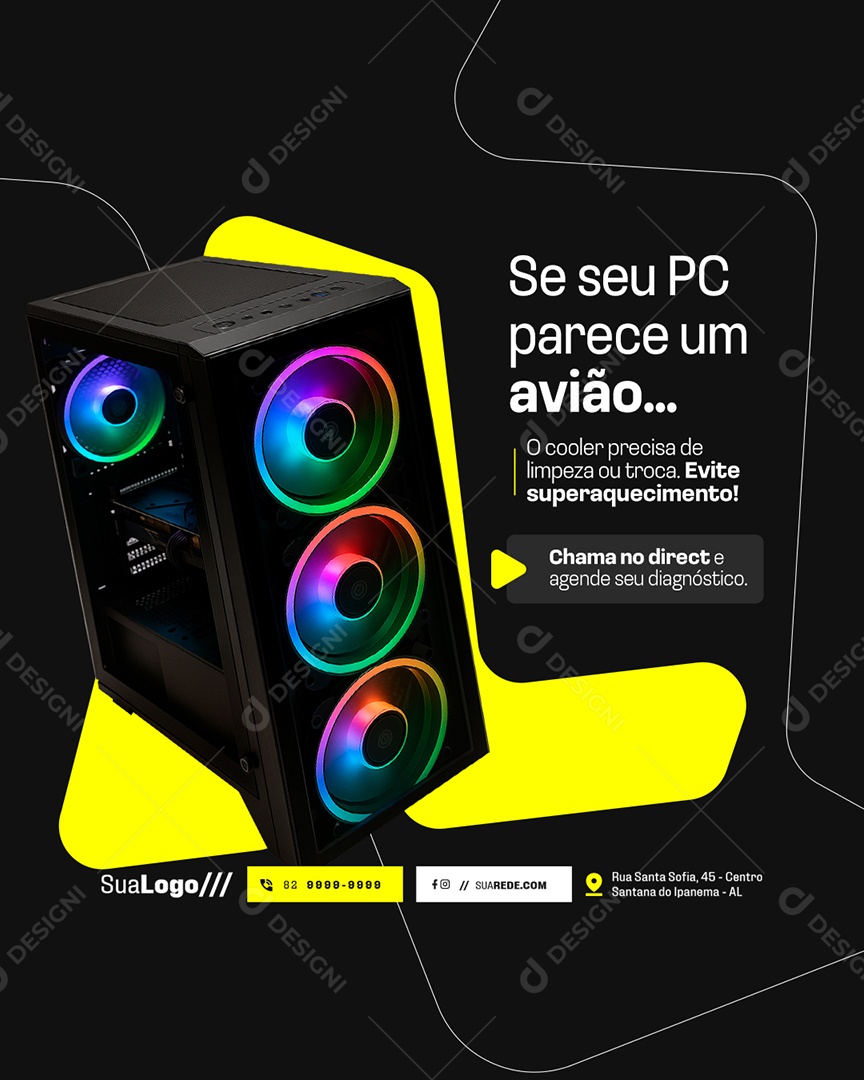 Assistência Técnica Se Seu PC Parace um Avião Social Media PSD Editável