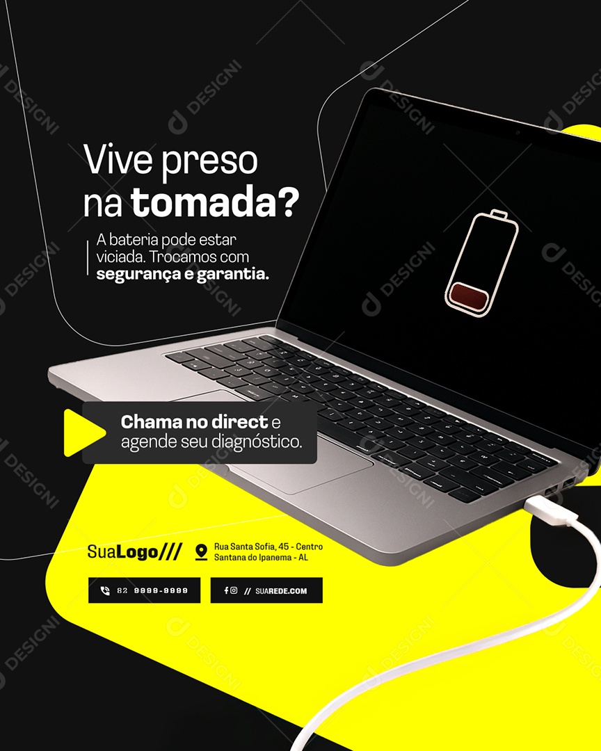 Assistência Técnica Vive Preso na Tomada Social Media PSD Editável