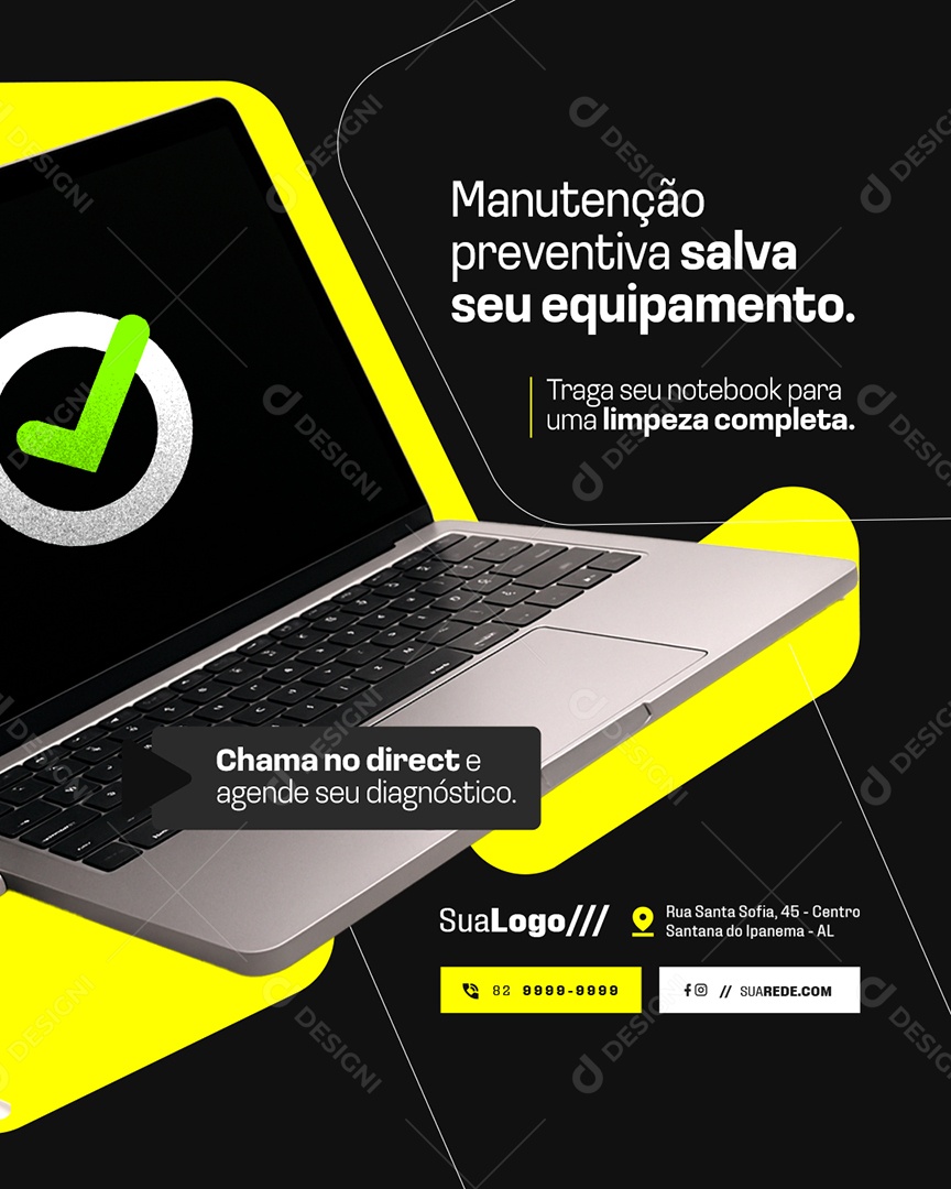 Assistência Técnica Manutenção Preventiva Social Media PSD Editável