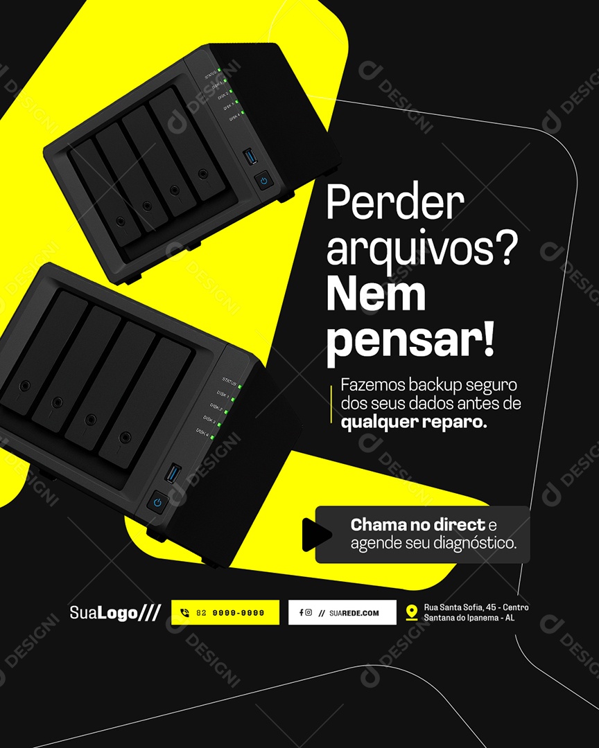 Assistência Técnica Perder Arquivos Social Media PSD Editável